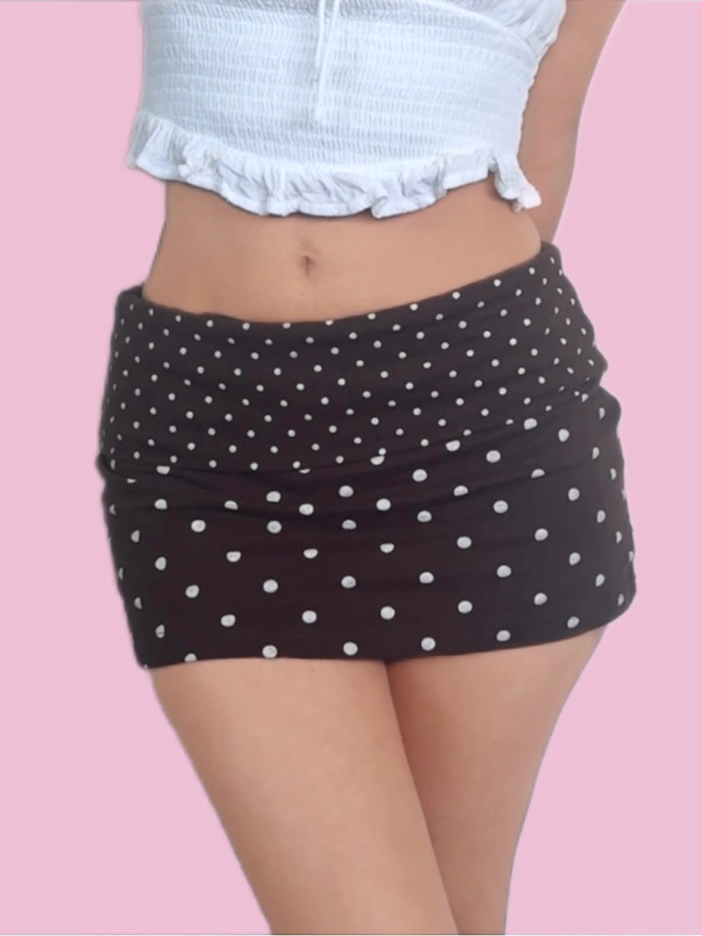 🐚 BROWN POLKA DOT MINI SKIRT
